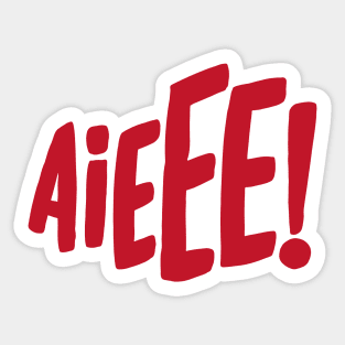 Retro Horrors: 'AIEEE!' Comic Text for Shock and Scares Sticker